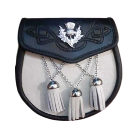 Black Leather Thistle Semi Dress Sporran
