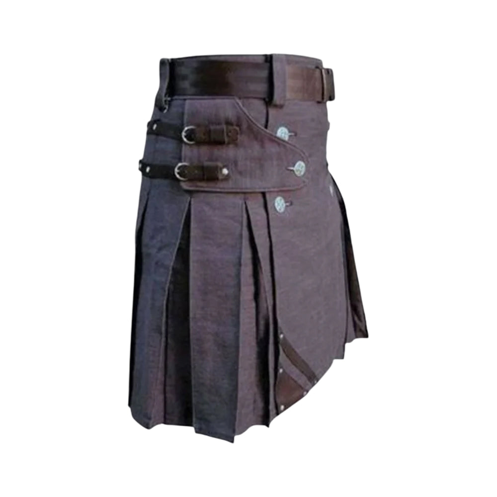 Heavy Duty Denim and Leather Kilt