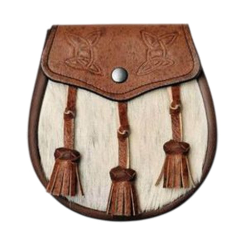 Semi Dress Natural Calfskin Khaki Celtic Embossed Sporran