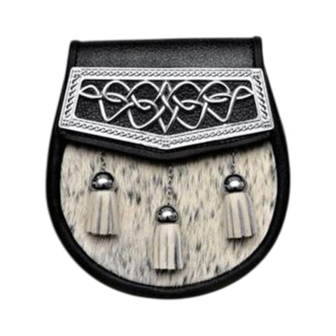 Semi Dress Natural Calfskin Celtic Interweave Plate Sporran