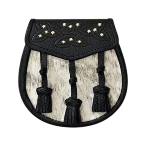 Semi Dress Natural Calfskin 14 Stud Leather Tassel Sporran