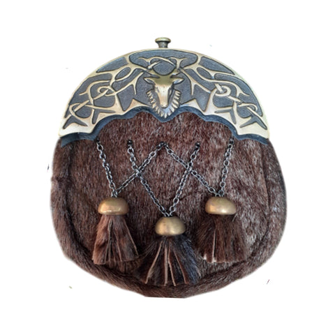 3 Tassels Studded Celtic Scottish Dress Sporran