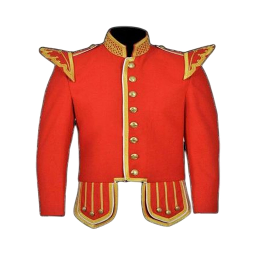 Bagpiper Military Doublet Jacket Tunic Red Jacket 100% Wool Custom made jackets