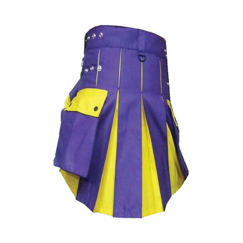 Modern Two Tone Kilt Blue and Yellow