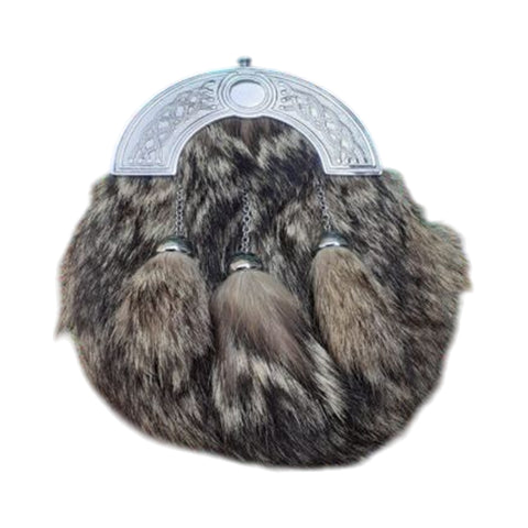 Fox Fur Celtic Cantle Full Dress Kilt Sporran
