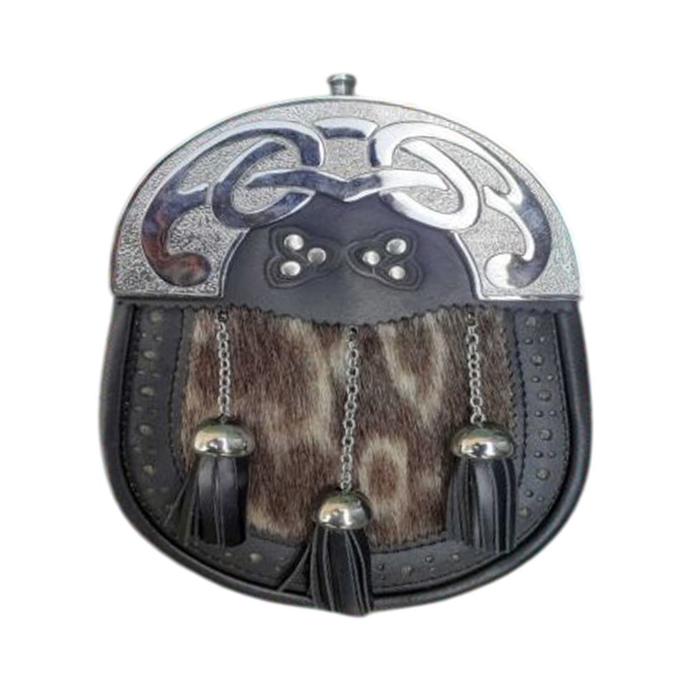 Silver Cantle 3 Tassels Full Dress Leather Sporran