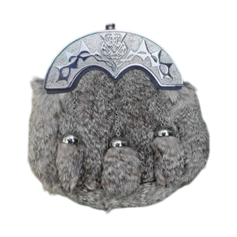 Silver Cantle Fox Fur Full Dress Sporran