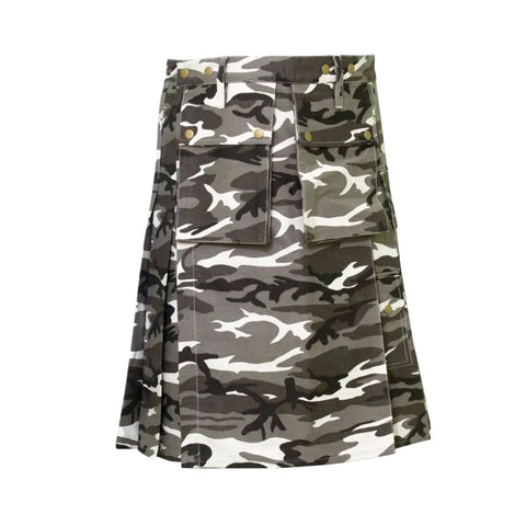 Urban Snow Camouflage Canvas Utility Kilt