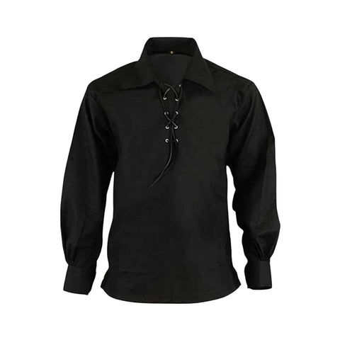 Black Ghillie Shirt For Scottish Kilt