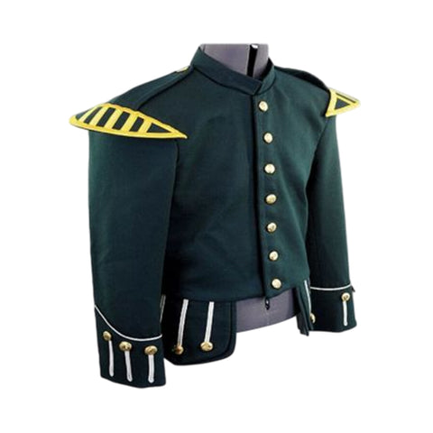 Green Military Piper Drummer Doublet Tunic Jacket Scottish Marching Band jackets