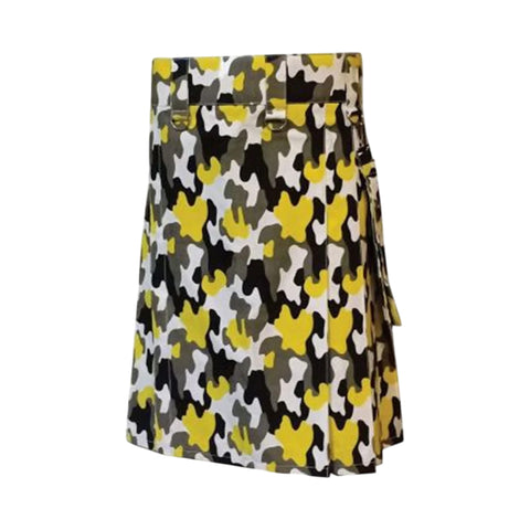 Modern Pattern Camo Utility Kilt with Detachable Pocket