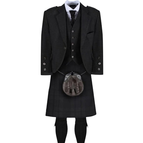 Black Isle Dark Grey Tweed Jacket Kilt Outfit