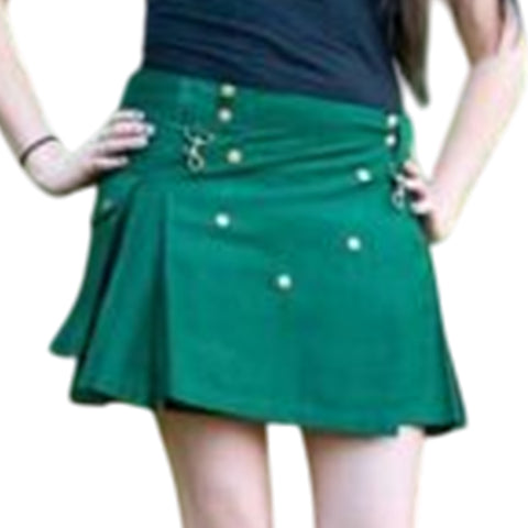 Fashion Green Women Utililty Kilt