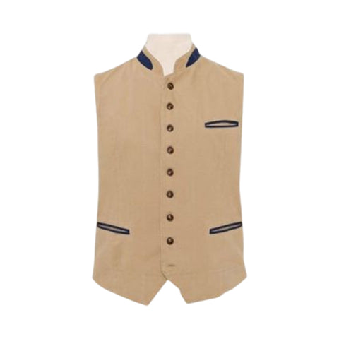 Canvas Austrian Tirol Waistcoat Sand Beige Made To Measure