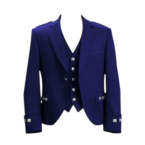 Blue Argyll Jacket And Vest Made To Measure