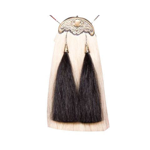 Black and White Horse Hair Sporran With Gold Cantle