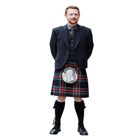 Black Stewart Tartan Argyll Kilt Outfit