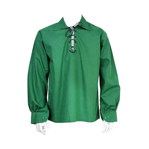 Pure 100% cotton Men's Highland Green Jacobean Ghillie Kilt Shirt