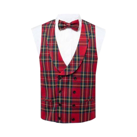 Double Breasted Royal Stewart Waistcoat With Shawl Lapel Made To Measure