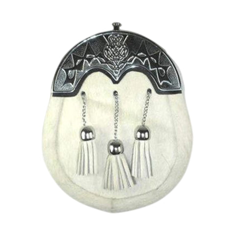 Full Dress Modren Thistle White Calfskin Sporran