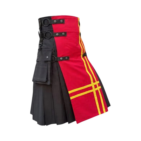 Black & Red Fashion Utility Kilt